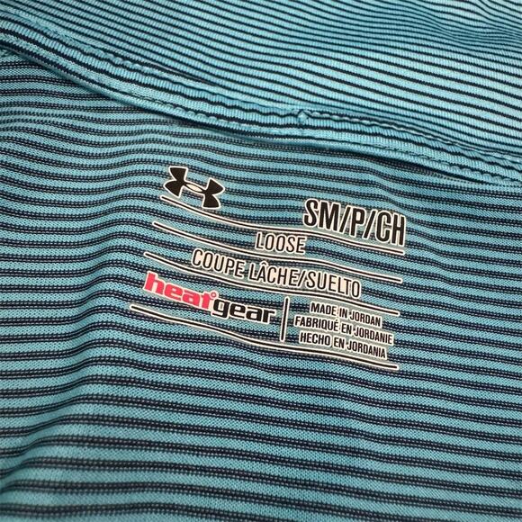 Under Armour Blue Stripe HeatGear Loose 1/2 Zip Pullover S Running Activewear - Picture 4 of 9